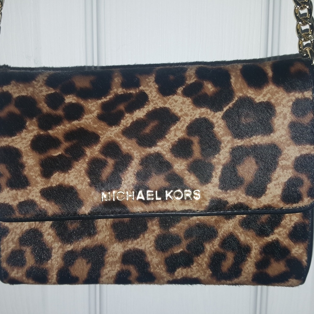 Michael Kors Calf Hair Wallet Crossbody Leopard